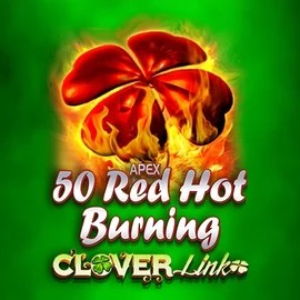 50 Red Hot Burning Clover Links slot logo by Novomatic at PiperSpin Casino